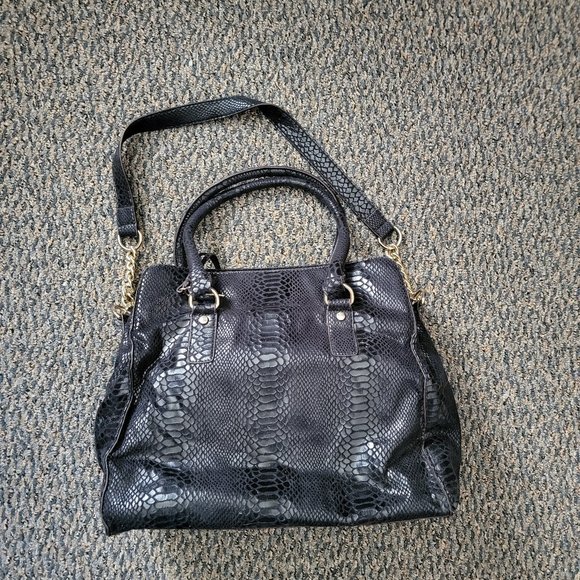 Michael Kors Hamilton Satchel Python Black and Gold Lock and Key - Picture 4 of 16